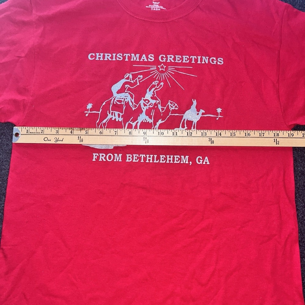 Bethlehem Georgia Post Office Red Christmas Card Stamp Hanes T Shirt Adult M - Picture 6 of 7